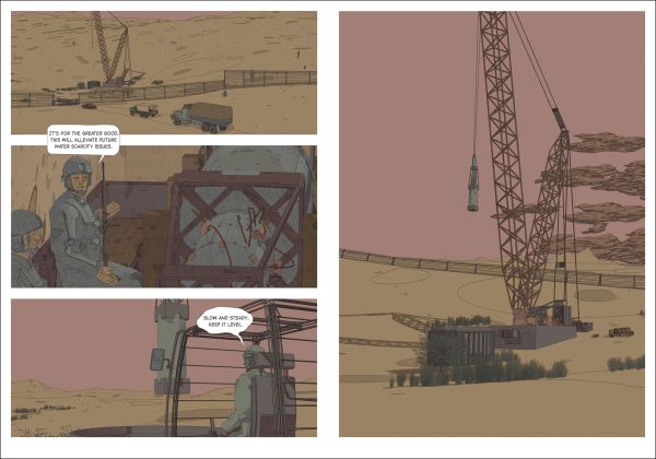 Book cover of Andrew Madl's The Nuclear Chronicles: Design Research on the Landscapes of the US Nuclear Highway, with a building mural featuring a figure wearing a gas mask. Published by ORO Editions.