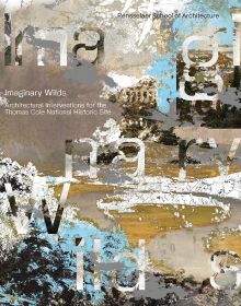 Book cover of Adam Dayem's Imaginary Wilds: Architectural Interventions for the Thomas Cole National Historic Site, with a painted surface scratched away. Published by ORO Editions.