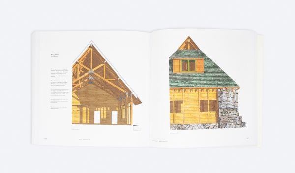 Book cover of Edward Ford's Searching for Authenticity: Rustic Architecture in America 1877-1940, with a building nestled into a rock face. Published by ORO Editions.