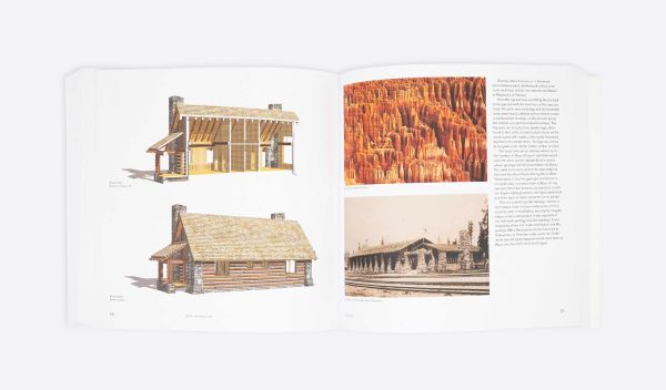 Book cover of Edward Ford's Searching for Authenticity: Rustic Architecture in America 1877-1940, with a building nestled into a rock face. Published by ORO Editions.