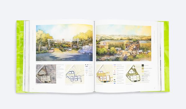 Book cover of William Fain's Civic Purpose: Urban Design in Private Practice, with aerial view of landscape plan. Published by ORO Editions.