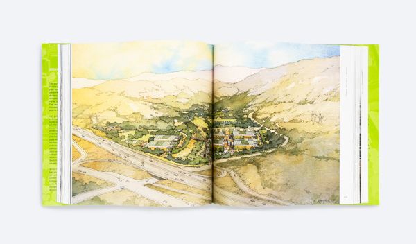 Book cover of William Fain's Civic Purpose: Urban Design in Private Practice, with aerial view of landscape plan. Published by ORO Editions.