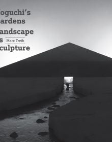 Book cover of Noguchi's Gardens: Landscape as Sculpture, with a roof structure with water flowing beneath. Published by ORO Editions.
