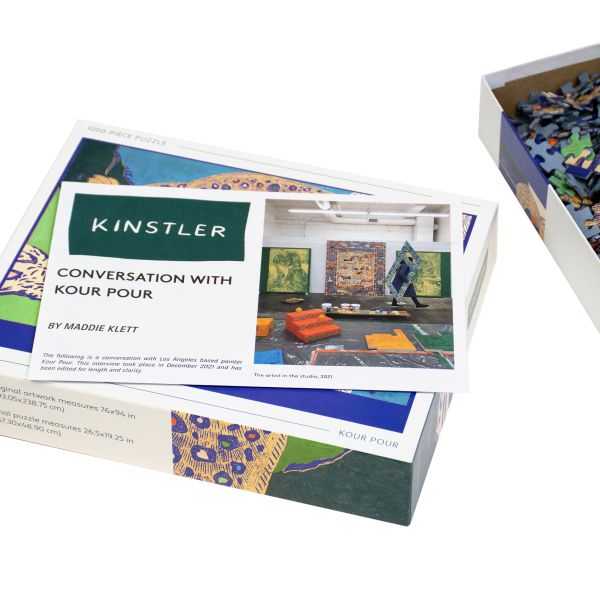 Puzzle box of Peacock Tiger: 1000 piece puzzle. Published by Kinstler.