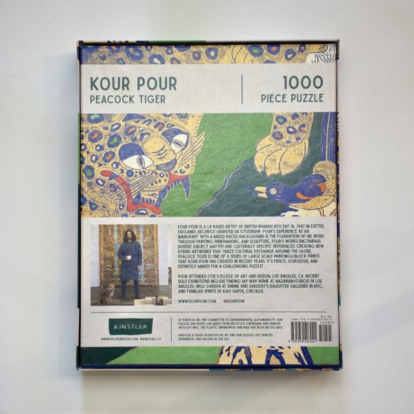 Puzzle box of Peacock Tiger: 1000 piece puzzle. Published by Kinstler.