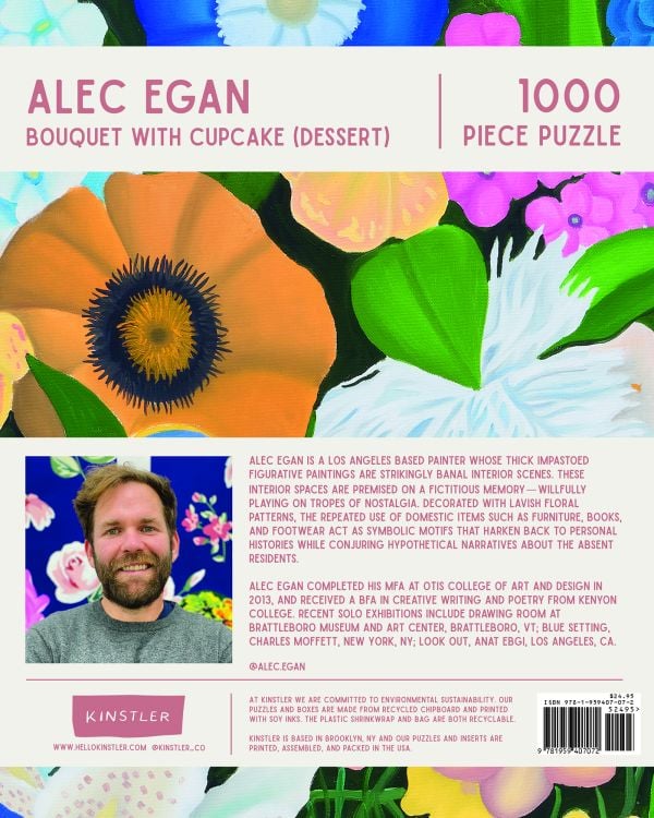 Puzzle box of Bouquet with Cupcake (dessert): 1000 piece puzzle. Published by Kinstler.