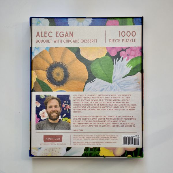 Puzzle box of Bouquet with Cupcake (dessert): 1000 piece puzzle. Published by Kinstler.