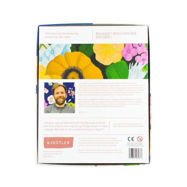 Puzzle box of Bouquet with Cupcake (dessert): 1000 piece puzzle. Published by Kinstler.