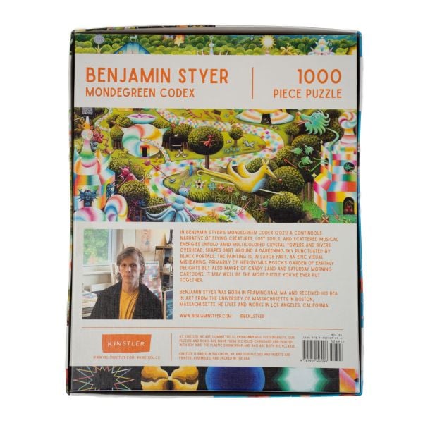 Puzzle box of Mondegreen Codex: 1000 piece puzzle; featuring a psychedelic artwork. By Kinstler.