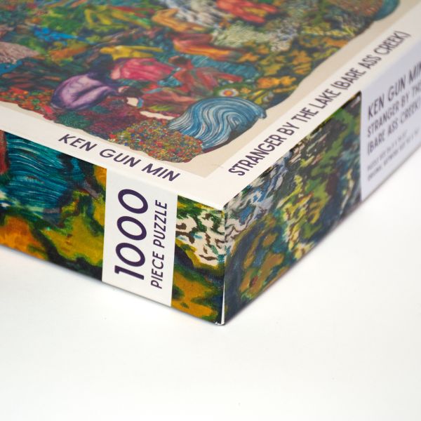 Puzzle box of Strangers By The Lake (Bare Ass Creek): 1000 piece puzzle. Published by Kinstler.