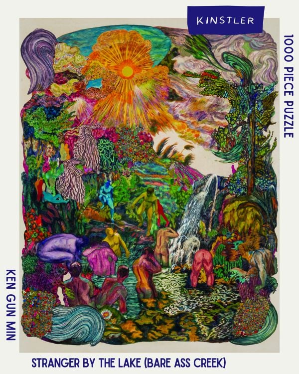 Puzzle box of Strangers By The Lake (Bare Ass Creek): 1000 piece puzzle. Published by Kinstler.