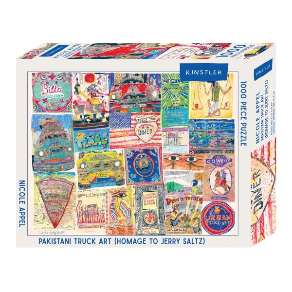 Puzzle box of Pakistani Truck Art (Homage to Jerry Saltz): 1000 piece puzzle. Published by Kinstler.