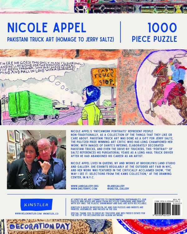 Puzzle box of Pakistani Truck Art (Homage to Jerry Saltz): 1000 piece puzzle. Published by Kinstler.