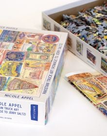 Puzzle box of Pakistani Truck Art (Homage to Jerry Saltz): 1000 piece puzzle. Published by Kinstler.