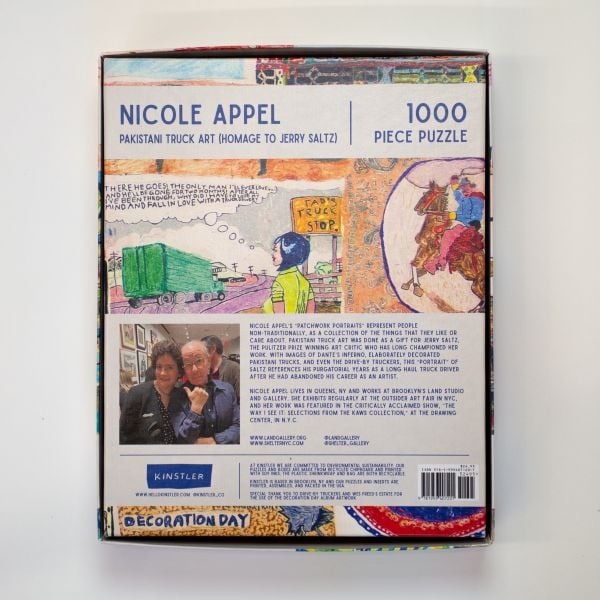 Puzzle box of Pakistani Truck Art (Homage to Jerry Saltz): 1000 piece puzzle. Published by Kinstler.