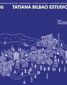 Book cover of Source Books in Architecture No. 16: Tatiana Bilbao ESTUDIO, with an aerial view of city landscape. Published by ORO Editions.