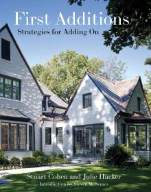 Book cover of First Additions: Strategies for Adding On, with a residential house and garden. Published by ORO Editions.