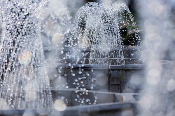 Book cover of Fountain Safari, featuring a fountain with water cascading over the edge. Published by ORO Editions.