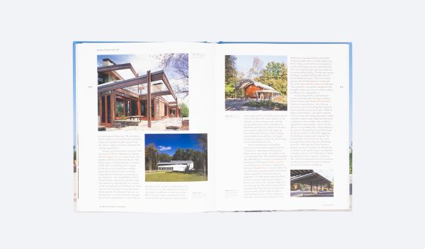 Book cover of Between Light and Shadow: The Work of Maryann Thompson, featuring a building with wood slates to exterior. Published by ORO Editions.