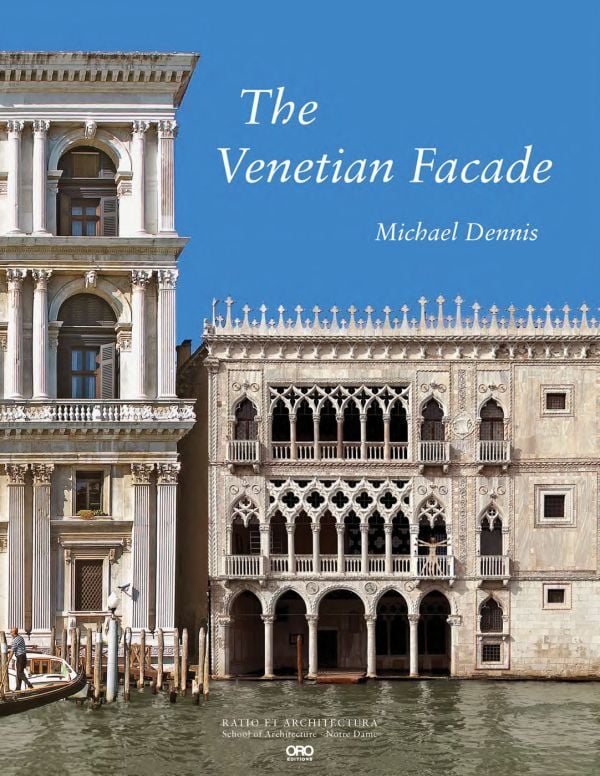 Book cover of The Venetian Facade with the Palazzo Santa Sofia palace on the Grand Canal in Venice. Published by ORO Editions.
