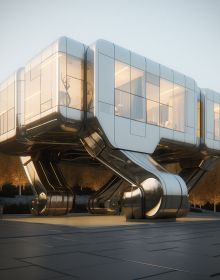 Book cover of AI Sapien: Variations on Architecture and the Future, with an AI generated futuristic glass cube building. Published by ORO Editions.