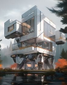 Book cover of AI Sapien: Variations on Architecture and the Future, with an AI generated futuristic glass cube building. Published by ORO Editions.