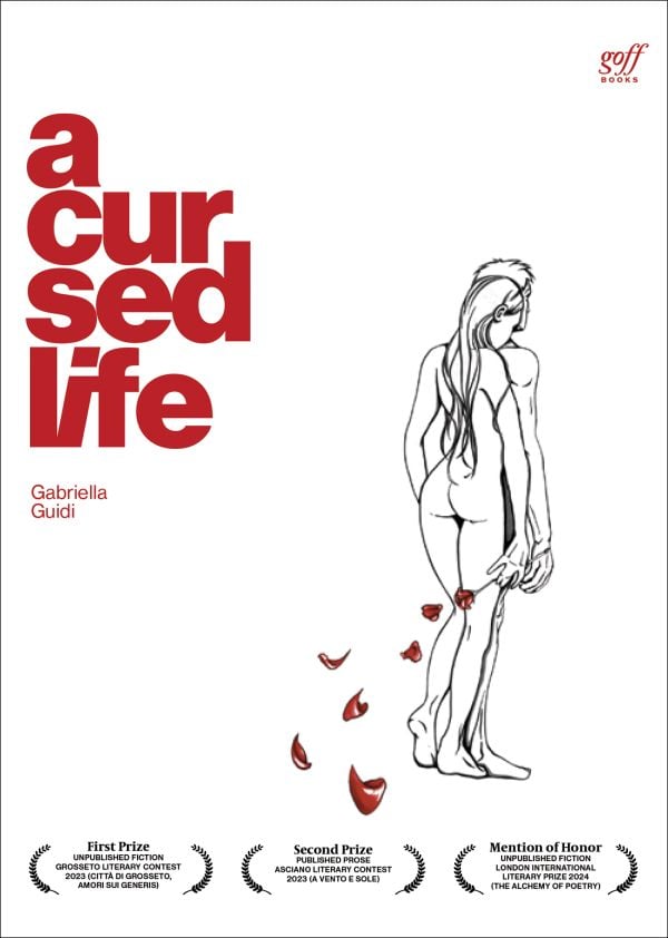 Book cover of A Cursed Life, with a male and female silhouette walking away from the view. Published by ORO Editions.