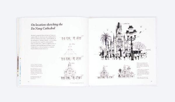 Book cover Travel Artist: Sketchbook Drawings and Stories from the Road; featuring landscape sketch. Published by ORO Editions.