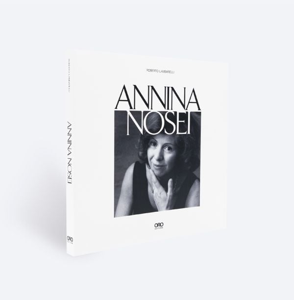 Book cover of Annina Nosei, featuring the gallerist smiling at the camera. Published by ORO Editions.