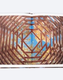 Book cover of Ispace: A Journey Into Emotions; featuring a wooden structure. Published by ORO Editions.
