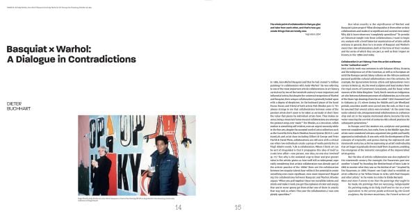 Book cover of Basquiat x Warhol, featuring Andy Warhol and Jean-Michel Basquait wearing boxing gloves. Published Editions Gallimard.