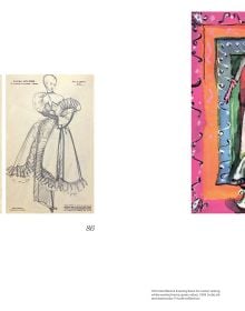 Book cover of Christian Dior - Christian Bérard, A Cheerful Melancholy, with a fashion illustration of two models in ruffled dresses. Published by Editions Gallimard.