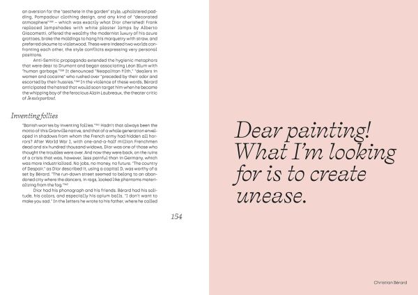 Book cover of Christian Dior - Christian Bérard, A Cheerful Melancholy, with a fashion illustration of two models in ruffled dresses. Published by Editions Gallimard.