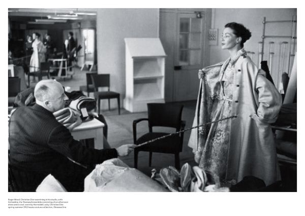 Book cover of Christian Dior - Christian Bérard, A Cheerful Melancholy, with a fashion illustration of two models in ruffled dresses. Published by Editions Gallimard.