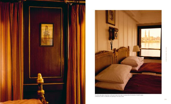 Book cover of A Cruise on the Nile, Or the Fabulous Story of Steam Ship Sudan, with a view of boat on the Nile from open wooden doors aboard the Steam Ship Sudan. Published by Albin Michel.