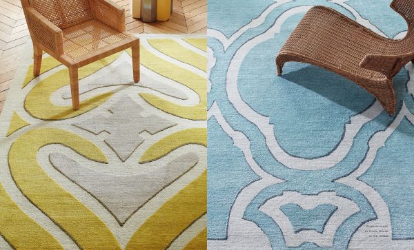 Book cover of La Manufacture Cogolin: A Century of Rug Making in the Gulf of Saint Tropez, with a wicker armchair with orange upholstery. Published by Albin Michel.