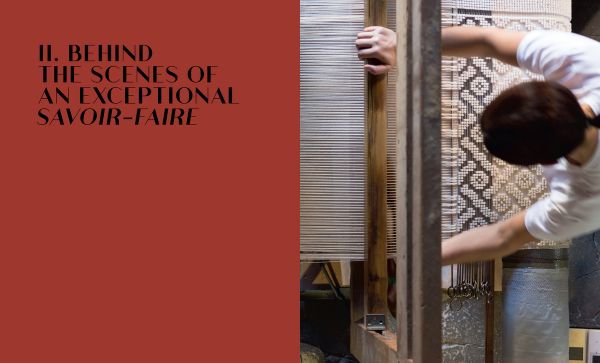 Book cover of La Manufacture Cogolin: A Century of Rug Making in the Gulf of Saint Tropez, with a wicker armchair with orange upholstery. Published by Albin Michel.