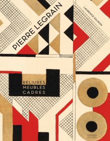 Geometric shapes and patterns in cream, black, beige and red, on cover of 'Pierre Legrain', by Editions Norma.