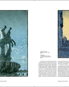 Scenographic painting of colosseum ruins, surrounded by water, on cover of Andre Beloborodoff Architecte, peintre, scenographe', by Editions Norma.
