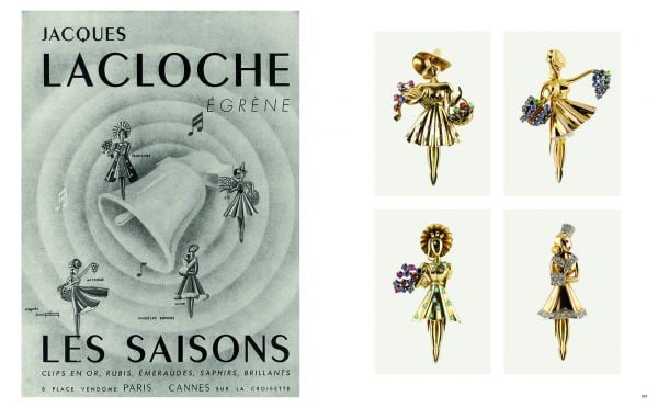 Lacloche frères diamond-encrusted bangle with rose stones, on cover of 'Lacloche Joaillers', by Editions Norma.