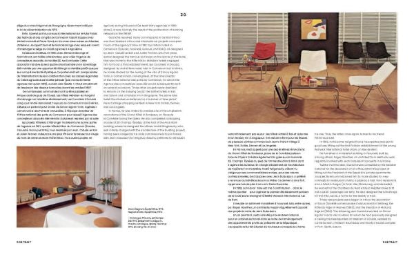 Black silhouette of tall adjustable lamp, on grey cover of 'Pierre Guariche', by Editions Norma.