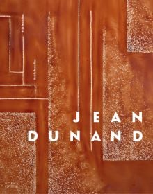 Burnt orange lacquered surface, small white decorative patterns, on cover of 'Jean Dunard', by Editions Norma.
