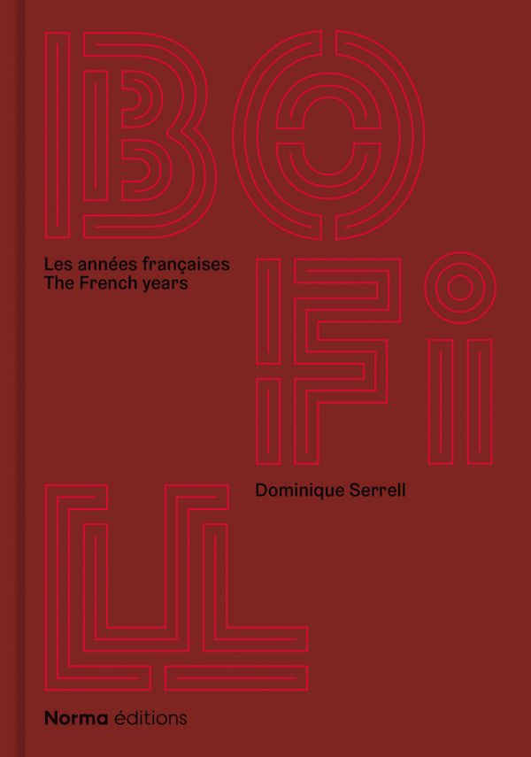 Burgundy cover of 'Ricardo Bofill, Les Années françaises/The French Years', by Editions Norma.