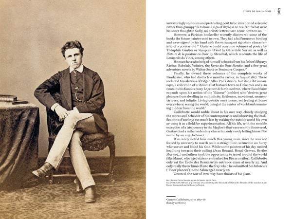 Book cover of Caillebotte: Painting is a Serious Game, with detail of painting titled Paris Street. Rainy Day, 1887, with figures holding umbrellas. Published by Editions Norma.