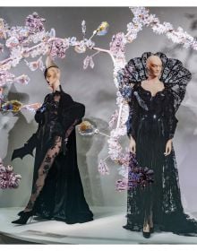 Book cover of Thierry Mugler, featuring a sheath dress resembling a mythical beast with multicoloured scales. Published by Musée des Arts Décoratifs.