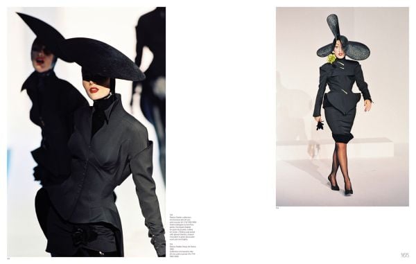 Book cover of Thierry Mugler, featuring a sheath dress resembling a mythical beast with multicoloured scales. Published by Musée des Arts Décoratifs.