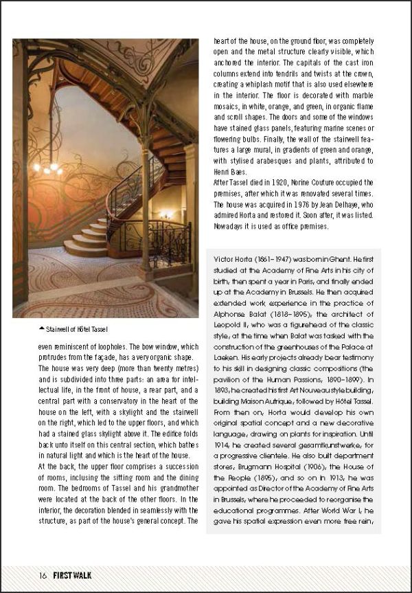 Art Nouveau school building, mural on La Maison Cauchie below, on cover of 'Brussels Art Nouveau, Walks in the Center', by Lannoo Publishers.