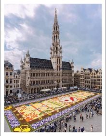 Book cover of This is Brussels; featuring the illuminated Belgian capital at night. Published by Lannoo Publishers.