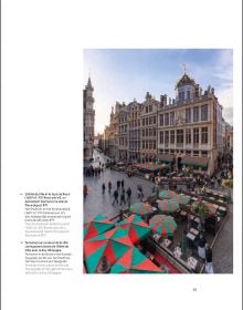 Book cover of This is Brussels; featuring the illuminated Belgian capital at night. Published by Lannoo Publishers.