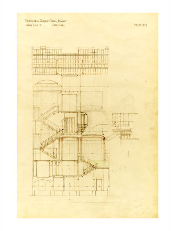 Book cover of The Hôtel Solvay: Victor Horta’s Art Nouveau Masterpiece; featuring the grand interior staircase. Published by Lannoo Publishers.